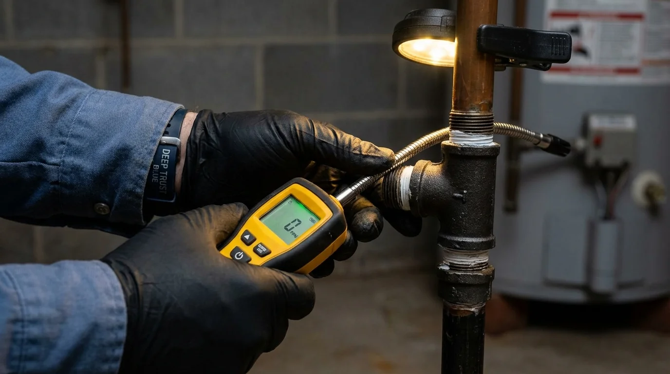 Gas leak detection with electronic sniffer by Johns Plumbing LLC in Kensington